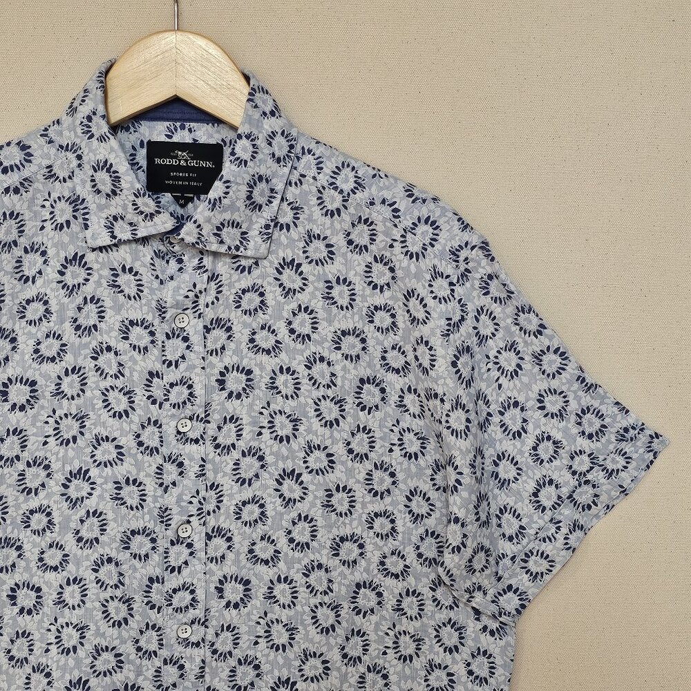 Rodd & Gunn Linen Floral Print Short Sleeve Button Down Sport Fit M